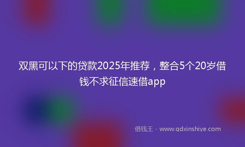双黑可以下的贷款2025年推荐，整合5个20岁借钱不求征信速借app