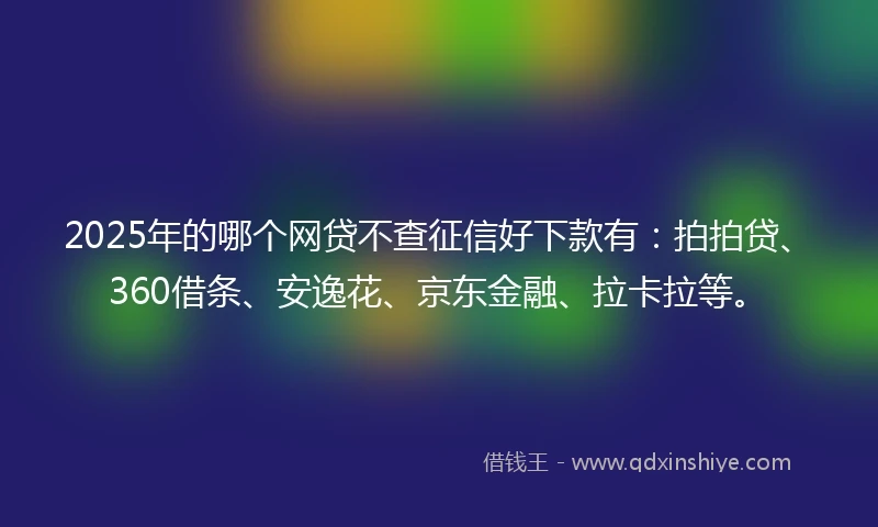 2025年的哪个网贷不查征信好下款有：拍拍贷、360借条、安逸花、京东金融、拉卡拉等。
