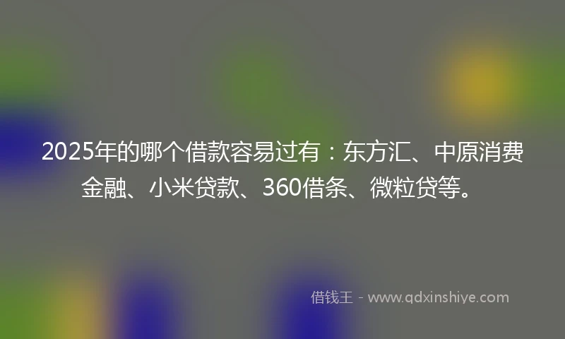 2025年的哪个借款容易过有：东方汇、中原消费金融、小米贷款、360借条、微粒贷等。