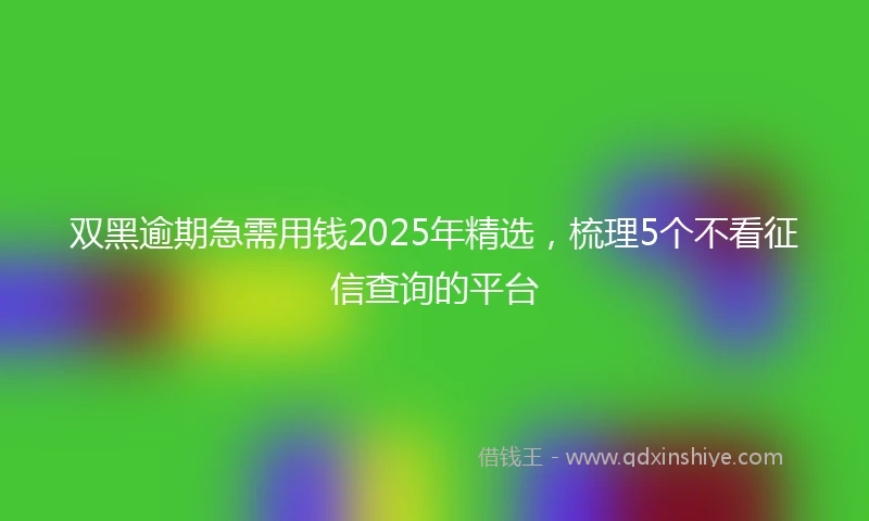 双黑逾期急需用钱2025年精选，梳理5个不看征信查询的平台