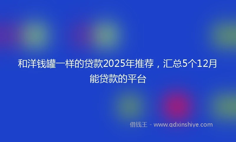 和洋钱罐一样的贷款2025年推荐，汇总5个12月能贷款的平台