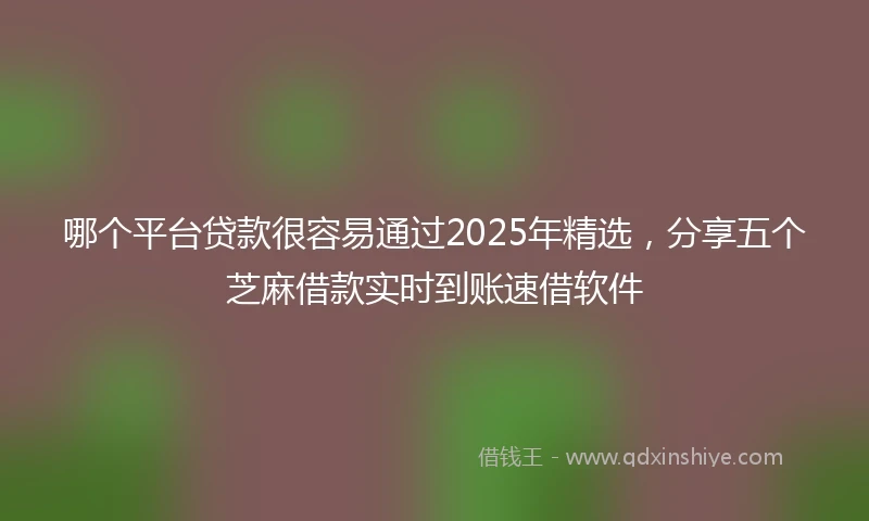 哪个平台贷款很容易通过2025年精选，分享五个芝麻借款实时到账速借软件