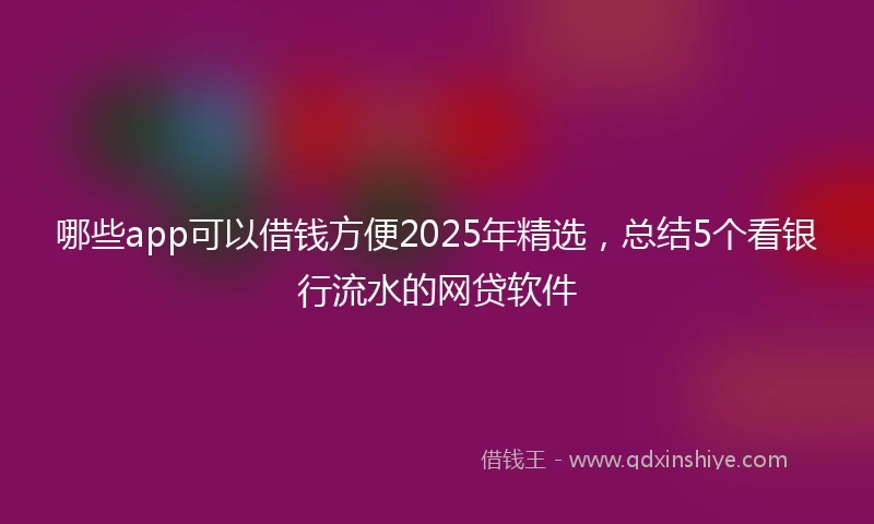 哪些app可以借钱方便2025年精选，总结5个看银行流水的网贷软件
