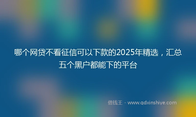 哪个网贷不看征信可以下款的2025年精选，汇总五个黑户都能下的平台