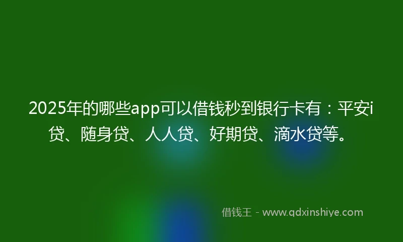 2025年的哪些app可以借钱秒到银行卡有：平安i贷、随身贷、人人贷、好期贷、滴水贷等。