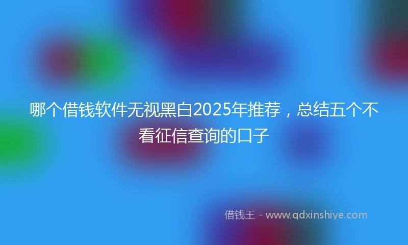 哪个借钱软件无视黑白2025年推荐，总结五个不看征信查询的口子