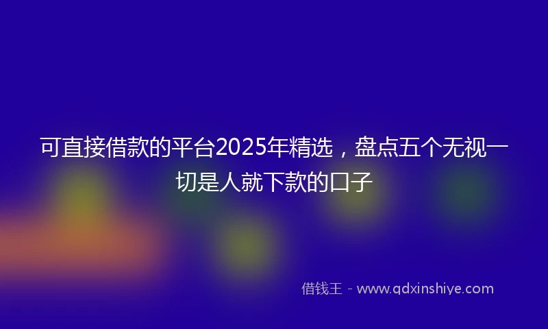 可直接借款的平台2025年精选，盘点五个无视一切是人就下款的口子
