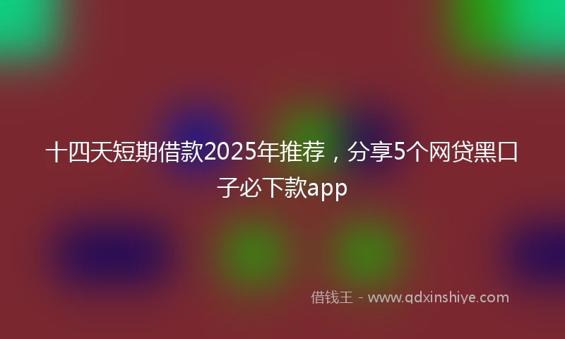 十四天短期借款2025年推荐，分享5个网贷黑口子必下款app