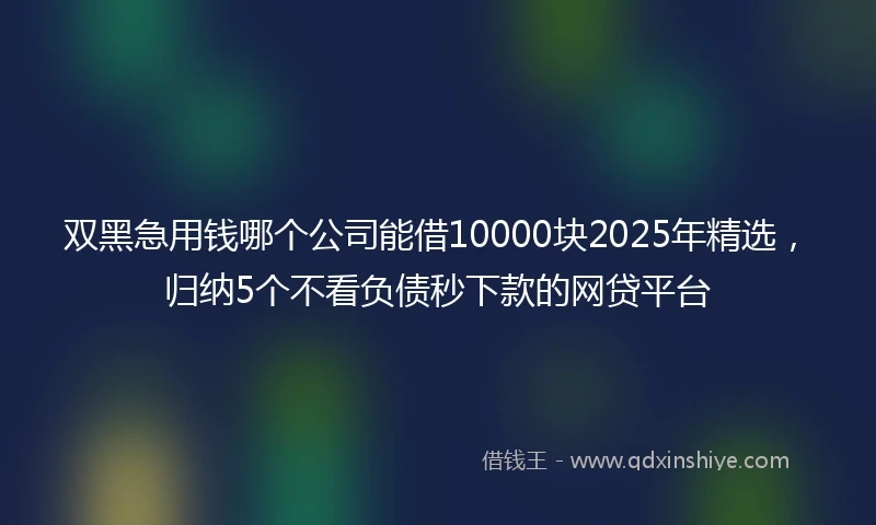 双黑急用钱哪个公司能借10000块2025年精选，归纳5个不看负债秒下款的网贷平台