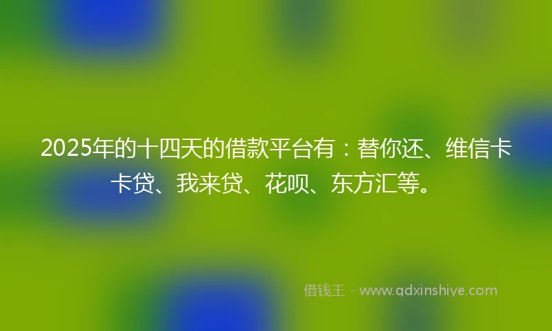 2025年的十四天的借款平台有：替你还、维信卡卡贷、我来贷、花呗、东方汇等。
