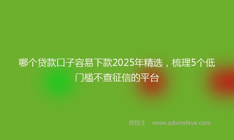 哪个贷款口子容易下款2025年精选，梳理5个低门槛不查征信的平台