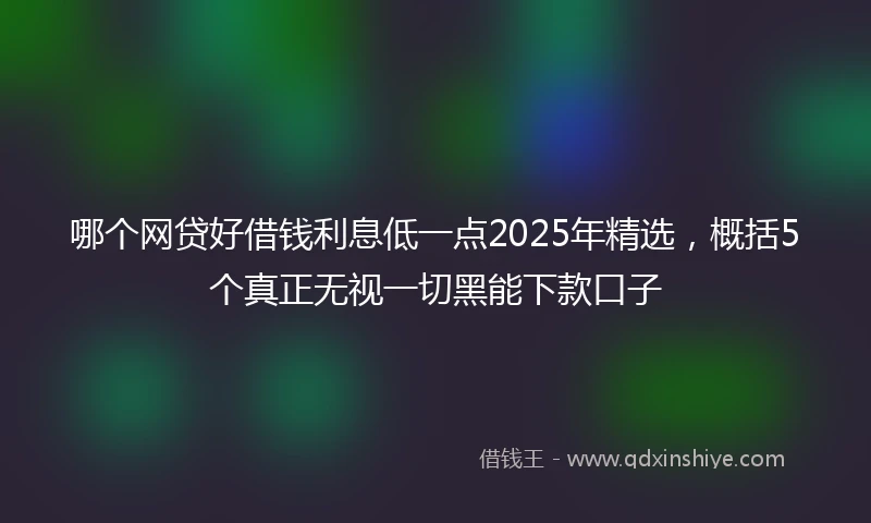 哪个网贷好借钱利息低一点2025年精选，概括5个真正无视一切黑能下款口子