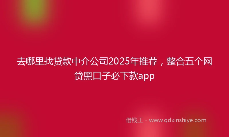 去哪里找贷款中介公司2025年推荐，整合五个网贷黑口子必下款app