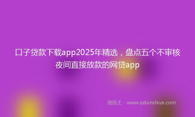 口子贷款下载app2025年精选，盘点五个不审核夜间直接放款的网贷app