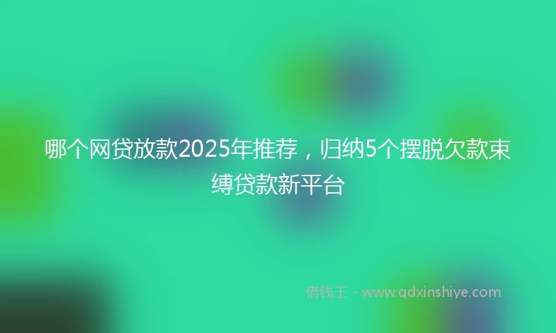 哪个网贷放款2025年推荐，归纳5个摆脱欠款束缚贷款新平台