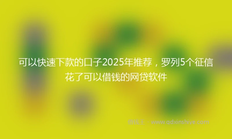 可以快速下款的口子2025年推荐，罗列5个征信花了可以借钱的网贷软件