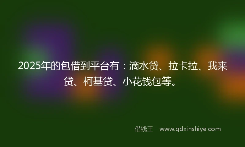 2025年的包借到平台有:滴水贷、拉卡拉、我来贷、柯基贷、小花钱包等。