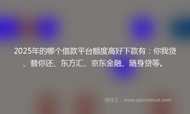 2025年的哪个借款平台额度高好下款有：你我贷、替你还、东方汇、京东金融、随身贷等。