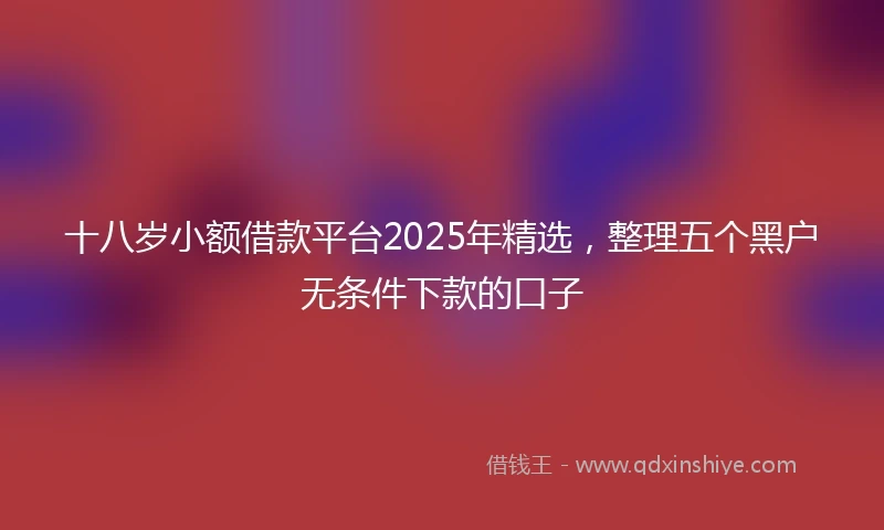 十八岁小额借款平台2025年精选，整理五个黑户无条件下款的口子