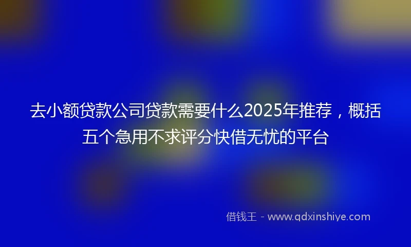 去小额贷款公司贷款需要什么2025年推荐，概括五个急用不求评分快借无忧的平台