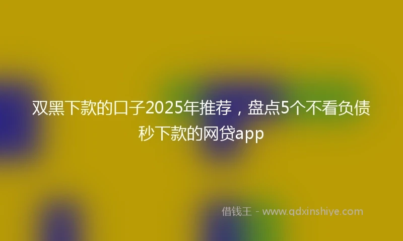 双黑下款的口子2025年推荐,盘点5个不看负债秒下款的网贷app