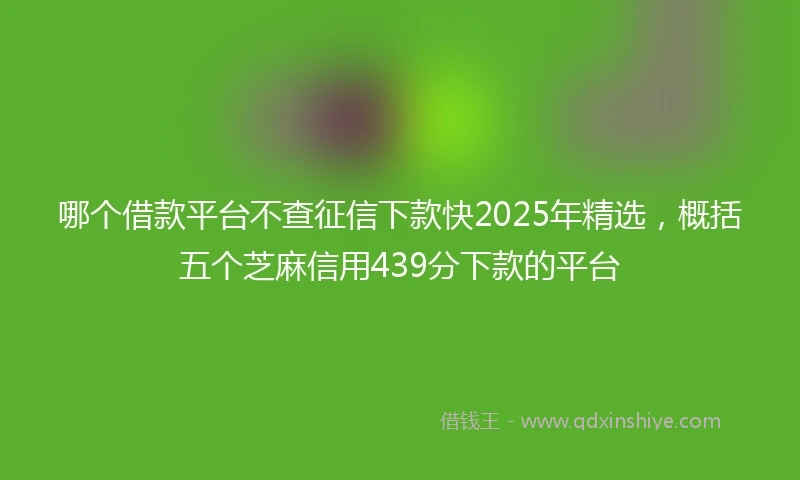 哪个借款平台不查征信下款快2025年精选，概括五个芝麻信用439分下款的平台