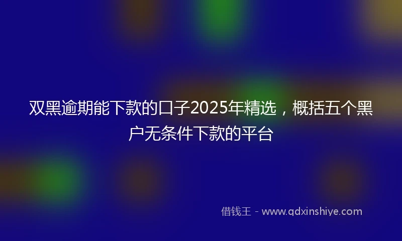 双黑逾期能下款的口子2025年精选,概括五个黑户无条件下款的平台
