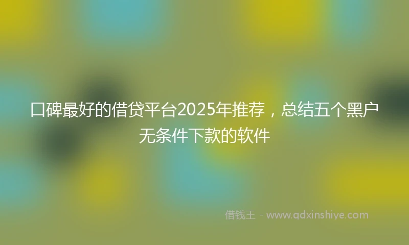 口碑最好的借贷平台2025年推荐，总结五个黑户无条件下款的软件
