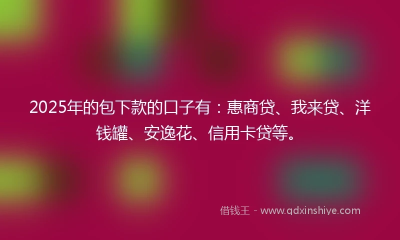 2025年的包下款的口子有：惠商贷、我来贷、洋钱罐、安逸花、信用卡贷等。