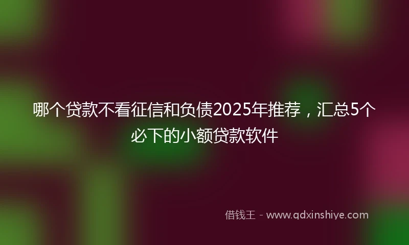 哪个贷款不看征信和负债2025年推荐，汇总5个必下的小额贷款软件