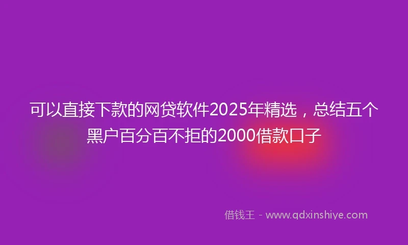 可以直接下款的网贷软件2025年精选，总结五个黑户百分百不拒的2000借款口子