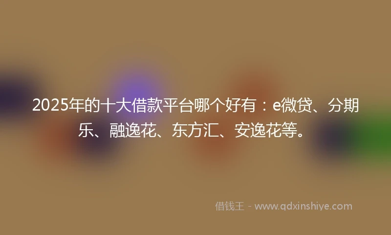 2025年的十大借款平台哪个好有：e微贷、分期乐、融逸花、东方汇、安逸花等。