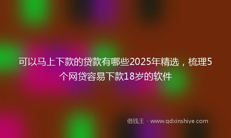 可以马上下款的贷款有哪些2025年精选，梳理5个网贷容易下款18岁的软件