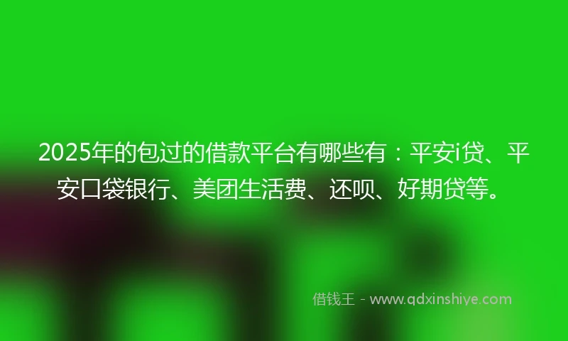 2025年的包过的借款平台有哪些有：平安i贷、平安口袋银行、美团生活费、还呗、好期贷等。