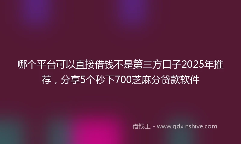 哪个平台可以直接借钱不是第三方口子2025年推荐,分享5个秒下700芝麻分贷款软件