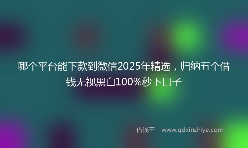 哪个平台能下款到微信2025年精选，归纳五个借钱无视黑白100%秒下口子