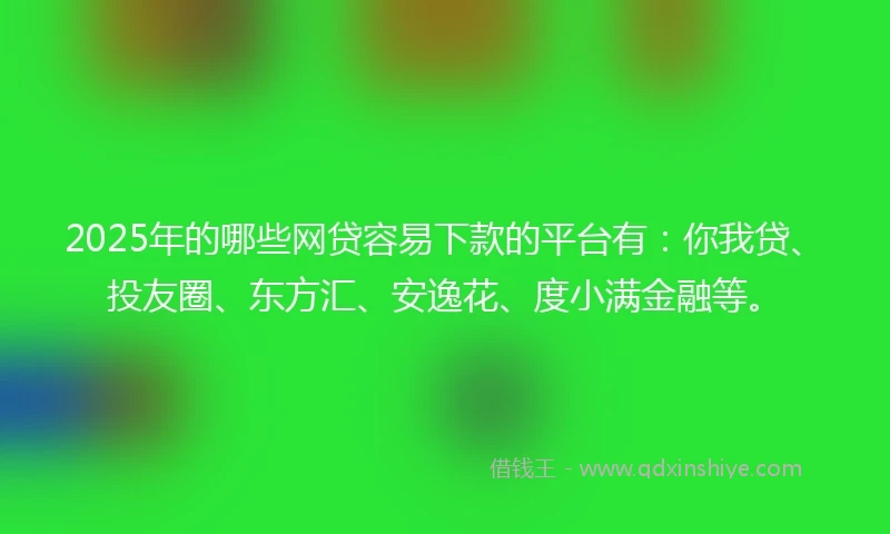 2025年的哪些网贷容易下款的平台有：你我贷、投友圈、东方汇、安逸花、度小满金融等。