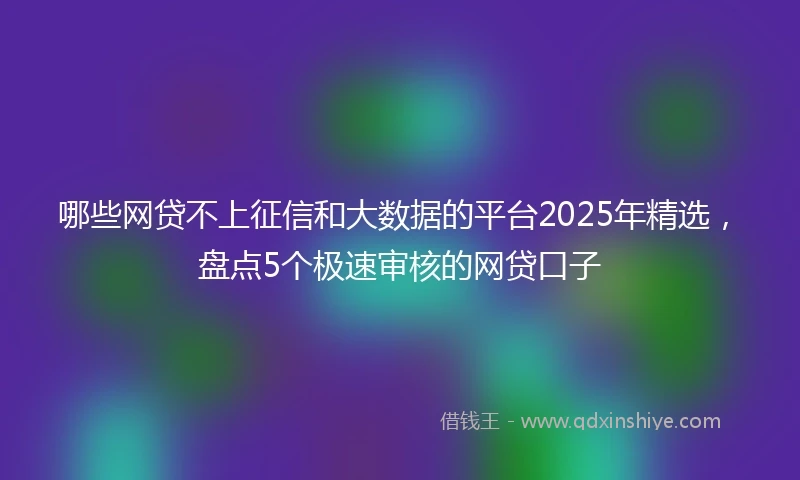 哪些网贷不上征信和大数据的平台2025年精选,盘点5个极速审核的网贷口子