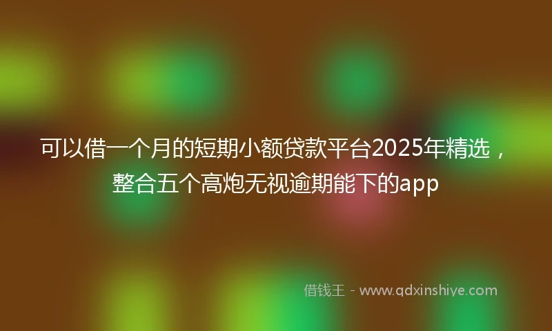 可以借一个月的短期小额贷款平台2025年精选，整合五个高炮无视逾期能下的app