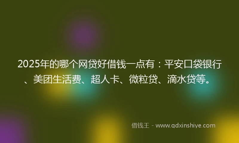 2025年的哪个网贷好借钱一点有：平安口袋银行、美团生活费、超人卡、微粒贷、滴水贷等。