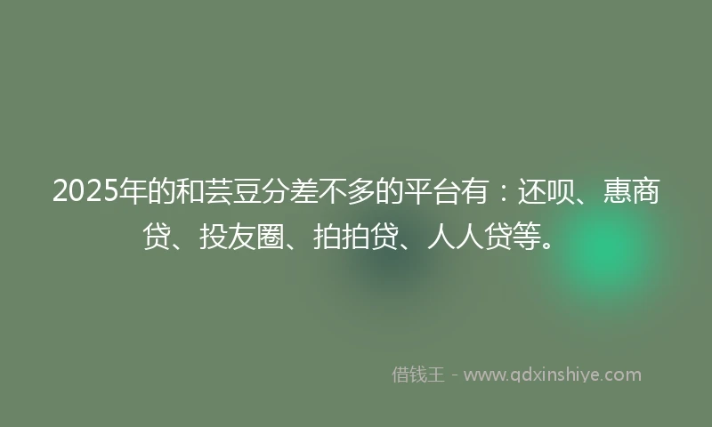 2025年的和芸豆分差不多的平台有：还呗、惠商贷、投友圈、拍拍贷、人人贷等。