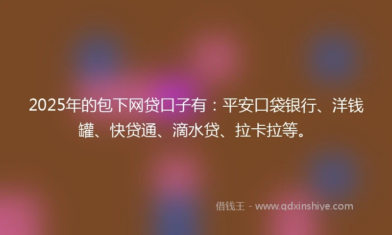 2025年的包下网贷口子有：平安口袋银行、洋钱罐、快贷通、滴水贷、拉卡拉等。