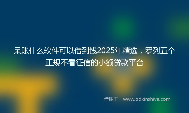 呆账什么软件可以借到钱2025年精选，罗列五个正规不看征信的小额贷款平台