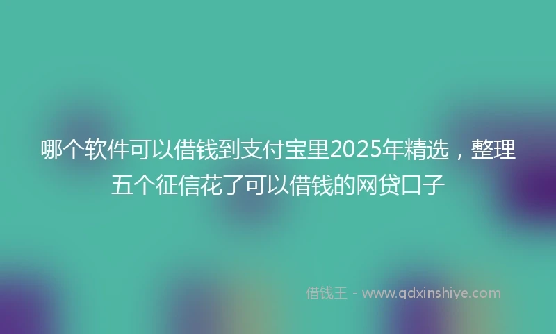 哪个软件可以借钱到支付宝里2025年精选，整理五个征信花了可以借钱的网贷口子