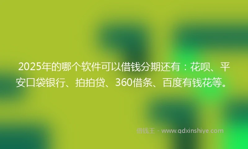 2025年的哪个软件可以借钱分期还有：花呗、平安口袋银行、拍拍贷、360借条、百度有钱花等。