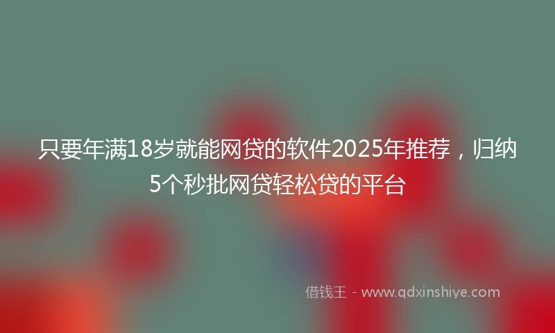 只要年满18岁就能网贷的软件2025年推荐，归纳5个秒批网贷轻松贷的平台