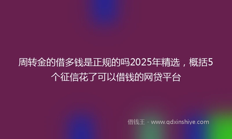 周转金的借多钱是正规的吗2025年精选，概括5个征信花了可以借钱的网贷平台