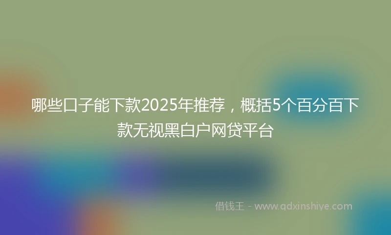 哪些口子能下款2025年推荐，概括5个百分百下款无视黑白户网贷平台