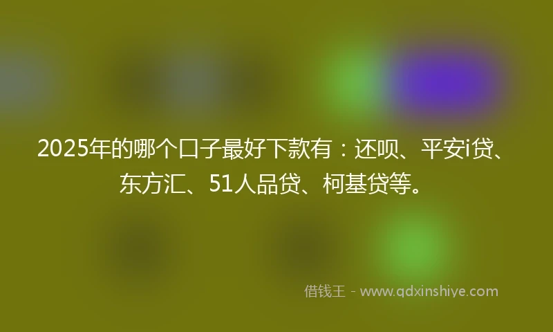 2025年的哪个口子最好下款有：还呗、平安i贷、东方汇、51人品贷、柯基贷等。