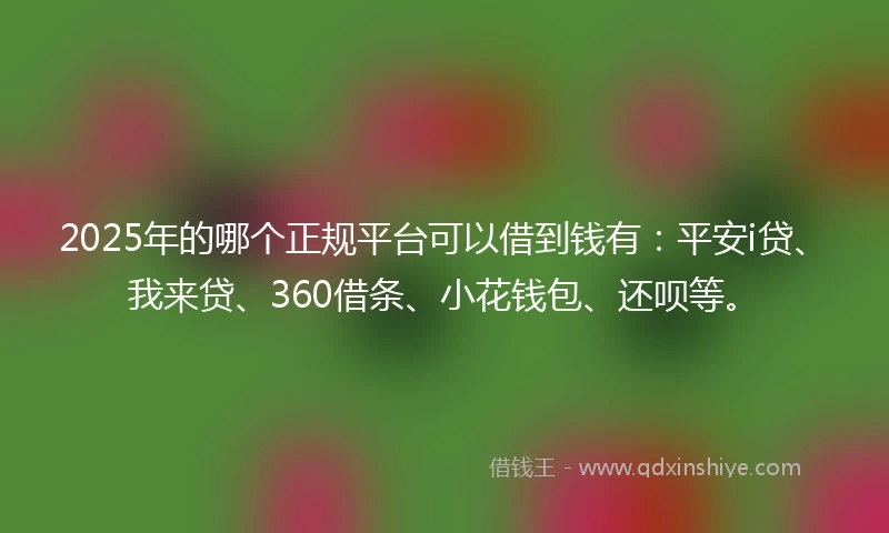 2025年的哪个正规平台可以借到钱有：平安i贷、我来贷、360借条、小花钱包、还呗等。
